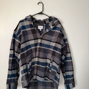 Goodfellow & Co Plaid Hooded Sweater - Blue and Black